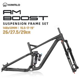 Car Truck Racks HIMALO Bicycle Frame Full Suspension Boost Trail Enduro 148 12MM 29ER 27.5ER with Rear Shock Fork Kit Aluminum 230619