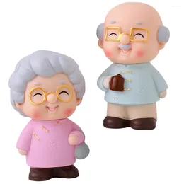 Dinnerware Sets Elderly Couples Figurines Grandparents Parents Wedding Anniversary Cake Topper For Decor Home