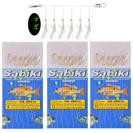 Baits Lures 30Packs15Packs Sea Fishing bait Rig Fishing lure With Real Fish Skin Glow Fishing Beads Flash silk Saltwater fishing hook rigs 230619