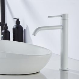 Bathroom Sink Faucets High Quality Tall Bath Faucet And Cold Basin Water Mixer Tap White Spray Painting Single