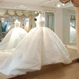 Luxury Major Beading Ball Gown Wedding Dresses Strapless Beads Sequins 3D Appliques Wedding Gowns Handmade Bridal Dress Vestidos3077