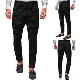 Men's Pants Men Summer Fashion Plaid Patchwork Button Type Tunic Pocket Casual Trousers