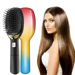 Hair Brushes Electric Ionic Comb With Handle Portable Negative Ions Hairbrush Modeling Styling Combs Antistatic Magic Brush 230619