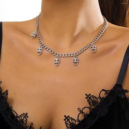 Chains Statement Skull Pendant Cuban Link Hip-hop Necklace Women Girl Cool Jewelry Gift Punk Metal Tassel Men Steampunk Choker