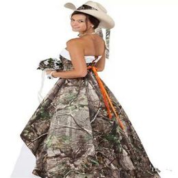 Strapless Camo Wedding Dresses Lace-up Vestidos de Novia Camouflage Ball Gown Forest Bridal Dress Latest Design Cheap Wedding273G