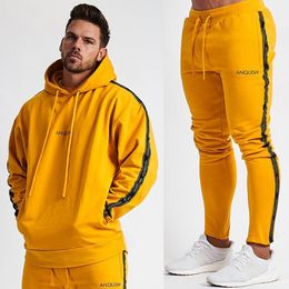Men's Tracksuits Mens Gym Tracksuit 2 Piece Set Hip Hop Sportswear Fashion Hoodies Sweatsuit Jogging Casual Suit Male Fitness Running Clothing 230619