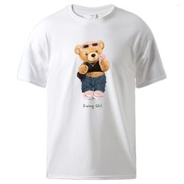 Men's T Shirts Street Teddy Bear Selfie Swag Girl Printing Tee Mens Graphic Vintage Tshirt Cool Fashion Clothing Basic Cotton Tshirts