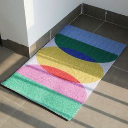 Carpets Colourful PVC Bathmat Nordic Mat Bathroom Rug Carpet Function Entrance Floor Anti Slip Pad Aesthetic Home Room Decor 230617