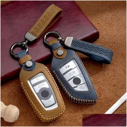 Car Key Leather Case Er Shell For X3 X5 X6 F30 F10 F20 F34 G20 G30 G01 G02 G05 F15 F16 1 3 5 7 Series Handmade Drop Delivery Mobiles Dhala