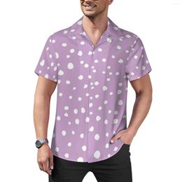 Men's Casual Shirts Dalmatian Spots Print Loose Shirt Men Beach White Polka Dots Summer Pattern Short-Sleeved Y2K Oversized Blouses