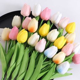 Dried Flowers 10Pcs Tulip Artificial Real Touch Bouquet Fake for Wedding Decoration Supplies Home Garden Decor
