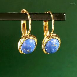 Dangle Earrings Elegant Round Lapis Lazuli Leverback Stud Earring For Women Pendientes Brincos Engagement Wedding Party Jewellery