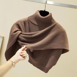 Scarves Irregular High Collar Sweater Scarf Shawl Woollen Knit Warm Pullover Cloak Tops Cape Outwear Women Coat