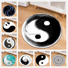 Yin Yang Tai Chi Gossip Printing Carpet Creative Computer Chair Round Cushion Geometric Anti-slip Home Carpet Round Carpet L230619