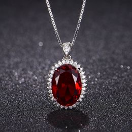 Women sweet wedding Pendant Necklaces fashion simulation Ruby zircon diamond pendant white gold plated necklace girlfriend Jewellery party birthday gift