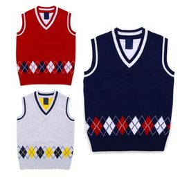 Pullover Autumn Spring Casual Kids Boys Girls Outerwear Sweater Vest Argyle V Neck Sleeveless Knit School Waistcoat 27T 230619