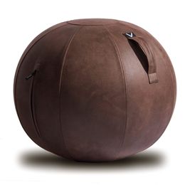 Yoga Balls Luxury Yoga Balls Pilates Fitness Balance Ball Gym Pregnant Woman Delivery Exercise Midwifery Ball with Handle Leather Cover 230617