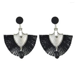 Dangle Earrings Bohemian Black Red Long Tassel Drop For Women Party Anniversary Gift Crystal Fan Fringe Statement 2023 Jewellery