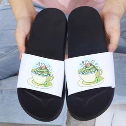 Slippers Dream Tea Print Thick Platform Bathroom Home Women Soft Sole EVA Indoor Slides Woman Sandals Non-slip Flip Flops