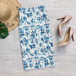 Dresses Neophil 2022 Summer Women Jacquard Floral Printed Midi Pencil Skirts Fashion High Waist Bodycon Prairie Chic Skirt Saia S21501