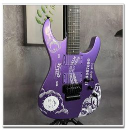 KH-2 Ouija Metallic Purple Kirk Hammett Signature Electric Guitar Reverse Headstock, Floyd Rose Tremolo, Black hardware Star Moon Inlay China EMG Pickups