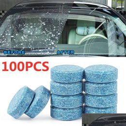 Other Care Cleaning Tools 100Pcs Car Window Washing Effervescent Tablets Solid Windshield Washer Fluid Glass Toilet Accessories Drop Dh0Je