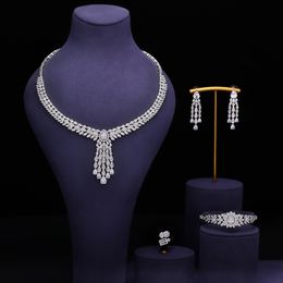 Pins Brooches 2023 4 piece Bridal Cubic Zirconia Full Set Women's Party Jewellery Luxury Dubai Nigeria CZ Crystal Wedding 230619