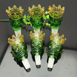 Glass Smoking Pipes Manufacture Hand-blown bongs Green Crown Ghost Head Glass Bubble Head