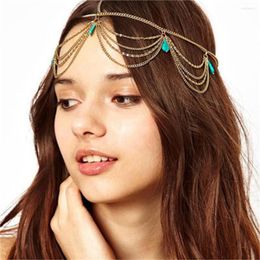 Hair Clips Crystal Bohemian Jewellery Party Wedding Vantage Crown Metal Tassel Women Head Chain Headband Headpiece Pince Femme