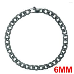 Link Bracelets Trendy Cuban Chain Men Bnagle Classic Stainless Steel 6MM Width Shine Black For Women Jewelry Gift