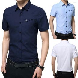 Men's Casual Shirts Daily Linen Long Sleeve Solid Colour Stylish Men Turn Down Collar Short Pockets Buttons Slim Shirt