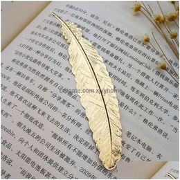 Bookmark Diy Metal Feather Bookmarks Document Book Mark Label Golden Sier Rose Gold Office School Supplies Drop Delivery Business In Dhvz5