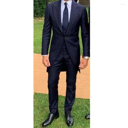 Men's Suits 2023 Latest Coat Pants Design Italian Three Piece Set Customised Black Navy Blue Men Suit Wedding Concert Ball Tailcoat Fashion