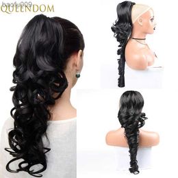 Synthetic Ponytail Women's Wigs Natural Black Drawstring Ponytail Hair for African American Body Wavy Pony Tail Hair L230520