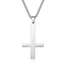 Pendant Necklaces Fashion Stand Upside Down Cross Necklace Pope St. Peter Stainless Steel Men Jewellery