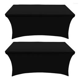 Table Cloth 2 Pack Tablecloth Tight Fitted Washable And Wrinkle Resistant Stretch Rectangular Patio Cover Black Polyester For Event