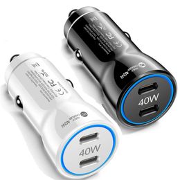 40W Dual PD Car Chargers Type C QC3.0 Car Phone Charger Fast Charging For iPhone 15 14 13 12 Pro Max Xiaomi Samsung Epacket