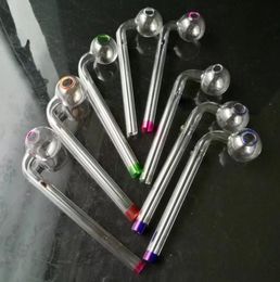 Glass Smoking Pipes Manufacture Hand-blown bongs Double Colour spray Coloured long curved pot