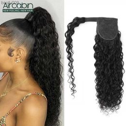 Water Wave Ponytail Human Hair Wrap Around Ponytail Remy Hair Ponytails Clip in Hair 28 30 Inches L230520