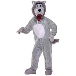 Performance Grey Wolf Plush Fursuit Mascot Costume Top Cartoon Anime theme character Carnival Unisex Adults Size Christmas Birthday Party Outdoor Outfit Suit