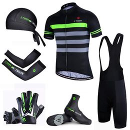 X-Tiger MTB Bicycle Cycling Clothing Breathable Racing Bike Bib Clothes Suit Flour Green Quick-Dry Pro Summer Cycling Jersey Set229N