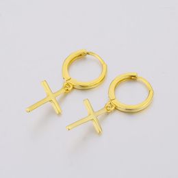 Hoop Earrings 925 Silver Round Circle Golden Cross Earring For Women Vintage Pendientes Mujer Moda Ear Oorbellen 2023 12mm 27mm