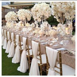 Romantic Chiffon Wedding Party Anniversary Chair Sash Party Banquet Decorations 20 Pieces Set Wedding Chair Sash 150cmx50cm247D