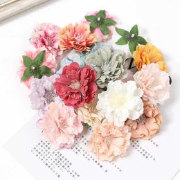 Dried Flowers 10PCs Peony Artificial Head Silk Fake For Home Room Decor Wedding Decoration Valentines Day Gifts DIY Crafts