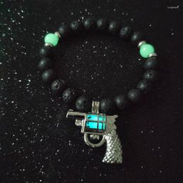 Charm Bracelets Fashion Pistol Shape Luminous Fluorescent Bracelet Volcanic Stone Bead Handmade Jewelry Small