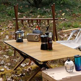 Portable Outdoor Furniture Folding Aluminium Alloy Egg Roll Table Garden Camping Travel Tools Square Picnic Desk