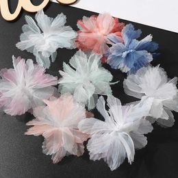 Dried Flowers 10PC Organza Artificial Head DIY Clothing Making Hair Accessories For Home Wedding Decoration Bridal Headwear Cake Decor