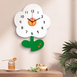 Wall Clocks Creative Cartoon Flower Clock Super Mute Noiseless For Bedroom Living Room Home Decoration Shops Kindergarten Kid's Gift