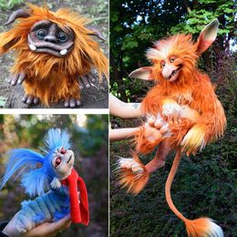 Garden Decorations Labyrinth Plush Doll Worm Red Hairy Big Mouth Monster Animal Plush Doll Toy Cute Funny Present Doll Home Decoration 230617