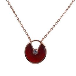 Original designer Carter titanium steel necklace female amulet plated 18k rose gold white Beihong chalcedony single diamond clavicle chain net red